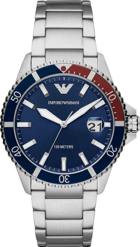 Emporio Armani Mario AR11339 - Kvarts - Sølv - Herreklokker - Rustfritt stål - ledd m/pin - Mineral