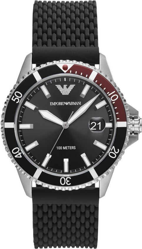 Emporio Armani Mario AR11341 - Kvarts - Sølv - Herreklokker - Silikon - Mineral
