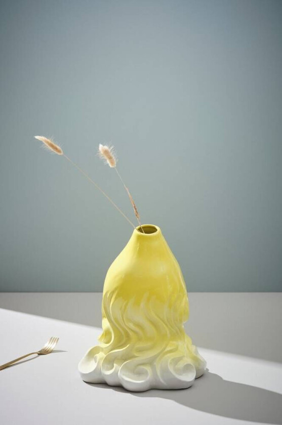 CANYON vase/dekor - høyde 32 cm Gul/hvit