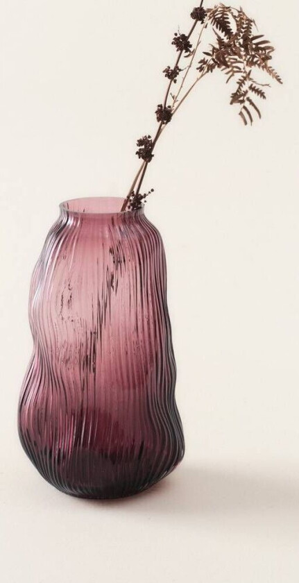 FORS glassvase - høyde 30 cm Vinrød