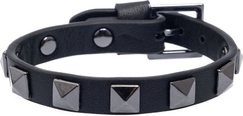 DARK Leather Stud Bracelet Black With Gun