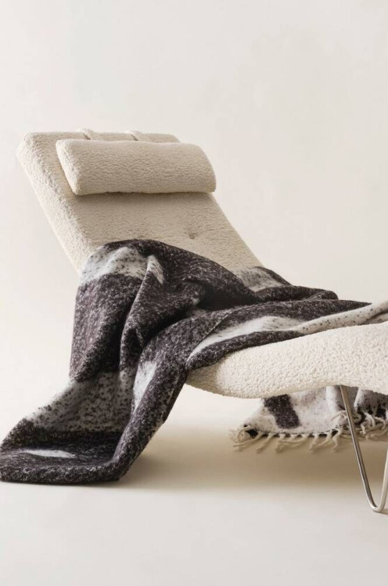 pledd Svart/naturhvit