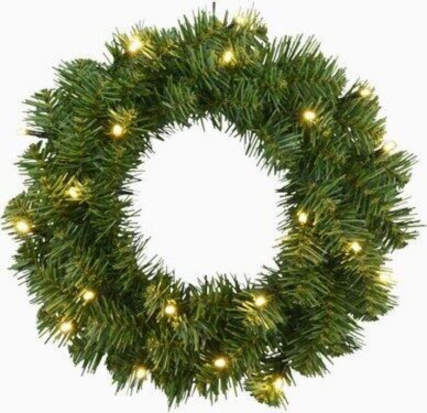 Batteridrevet Grankrans med 20 varmhvita LED-lys