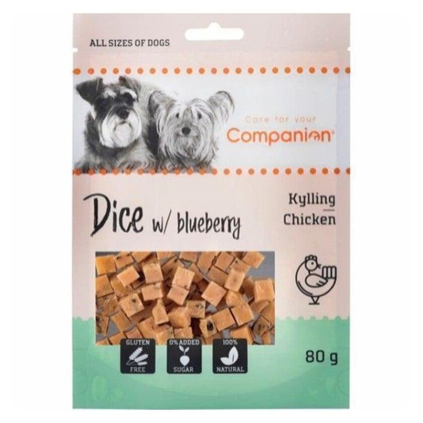 Chicken Dice with Blueberry Godbiter til hund 80 g