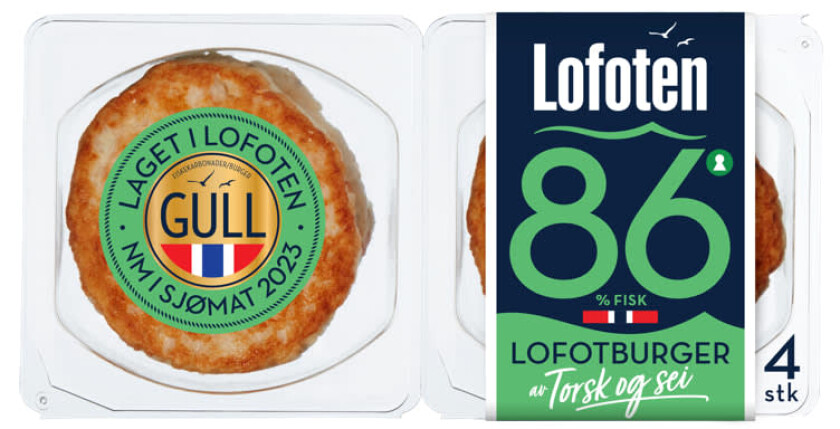 Lofoten Grov Fiskeburger med Torsk og Sei 500g