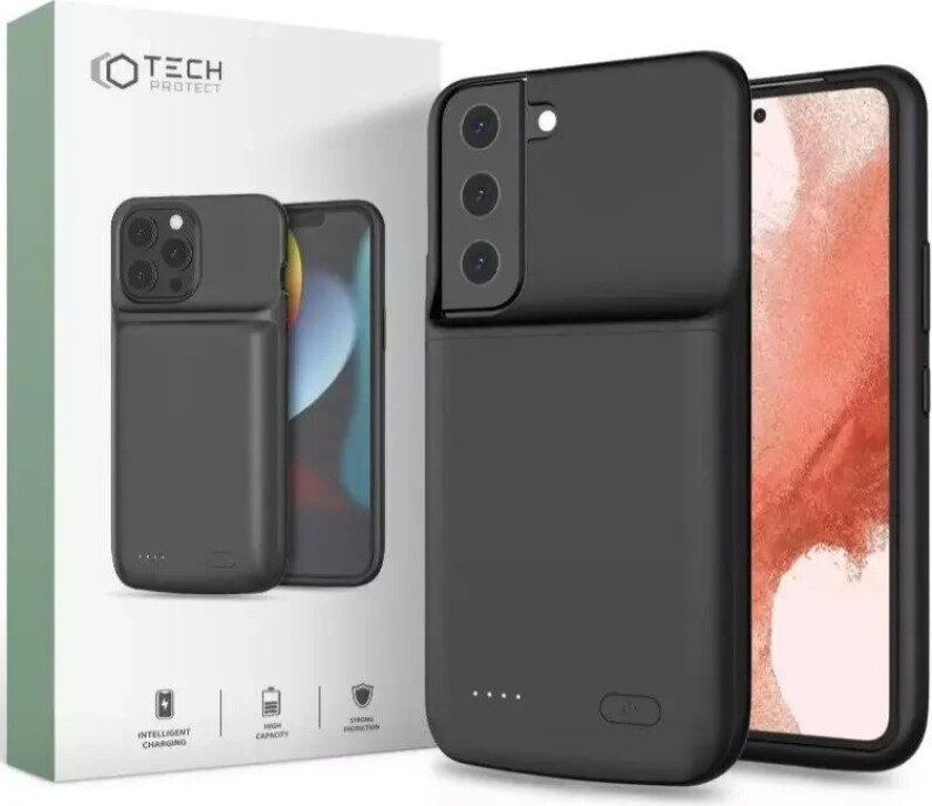 Tech-Protect Samsung Galaxy S22 Tech-Protect PowerCase Batteri Deksel 4800 mAh - Svart