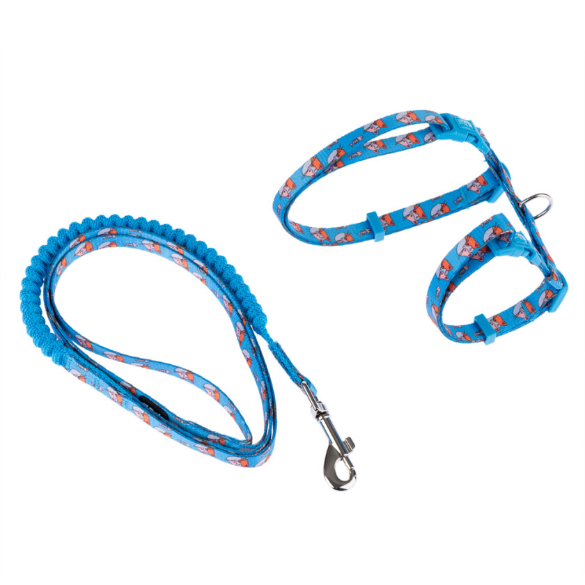 kattesele Fishbone med bånd - blå