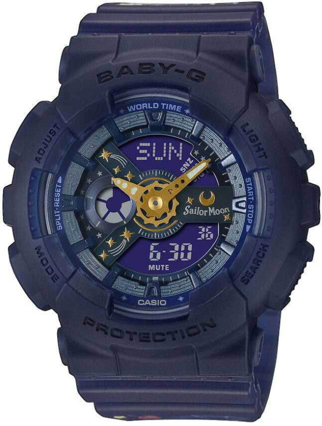 Baby-G Limited Sailor Moon BA-110XSM-2AER - Anadigi - Blå - Herreklokker - Resin - Mineral