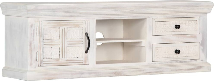 TV-benk hvit 120x30x40 cm heltre mango