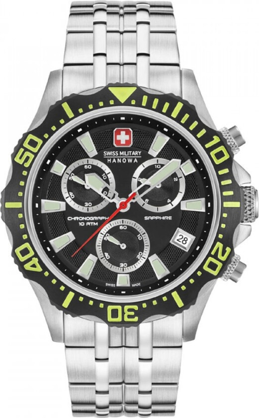 Patrol Chrono 06-5305.04.007.06 - Kvarts - Sølv - Herreklokker - Rustfritt stål - ledd m/pin - Safir