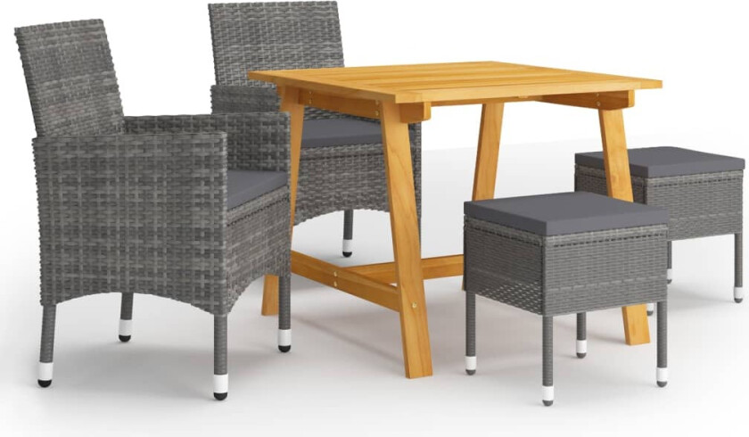 Utendørs spisestue 5 deler grå