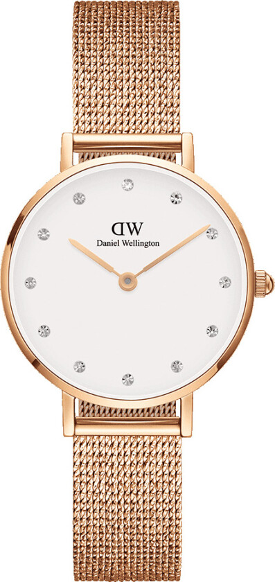 Petite Melrose Lumine 28mm DW00100528 - Kvarts - Rosegull - Dameklokker - Meshlenke - Mineral