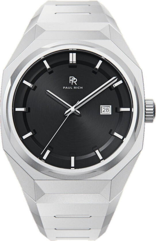 Elements Black Blizzard Steel 45mm - Kvarts - Sølv - Herreklokker - Rustfritt stål - ledd m/pin - Mineral