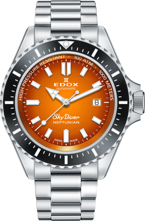 Sky Diver Neptunian 80120 3NM ODN - Automatisk - Sølv - Herreklokker - Rustfritt stål - ledd m/pin - Safir