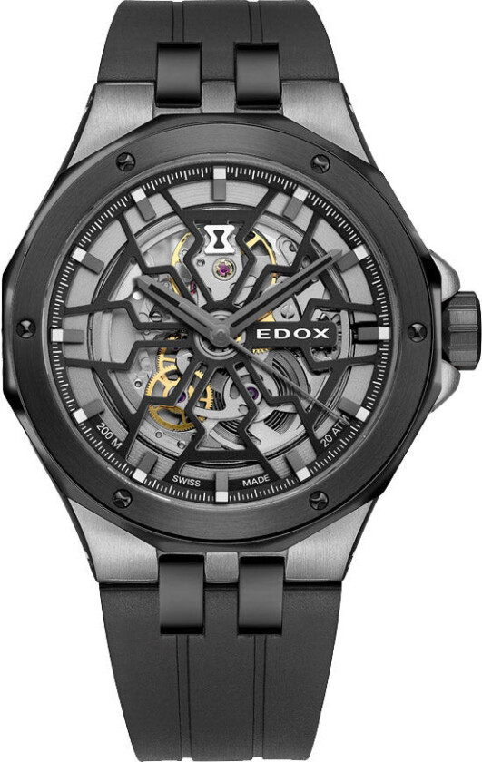 Delfin The Original Mecano Automatic Skeleton 85303 357GN NGN - Automatisk - Grå Gunmetal Sølv - Herreklokker - Gummi - Safir