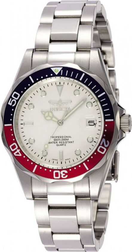 Pro Diver 37.5mm Stainless Steel Steel Silver Dial - Kvarts - Sølv - Unisex - Rustfritt stål - ledd m/pin - Mineral