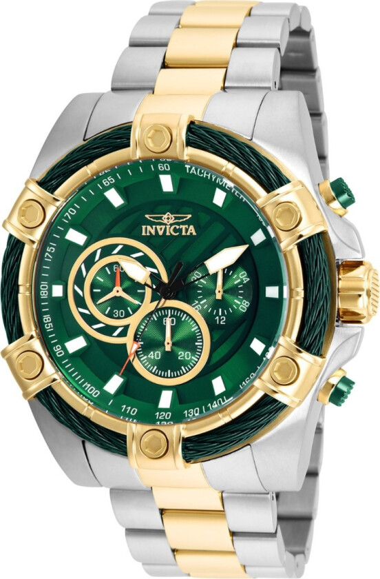 Bolt Men 52mm Stainless Steel Green Dial 25519 - Kvarts - Sølv - Herreklokker - Rustfritt stål - ledd m/pin - Safirbelagt mineralglas