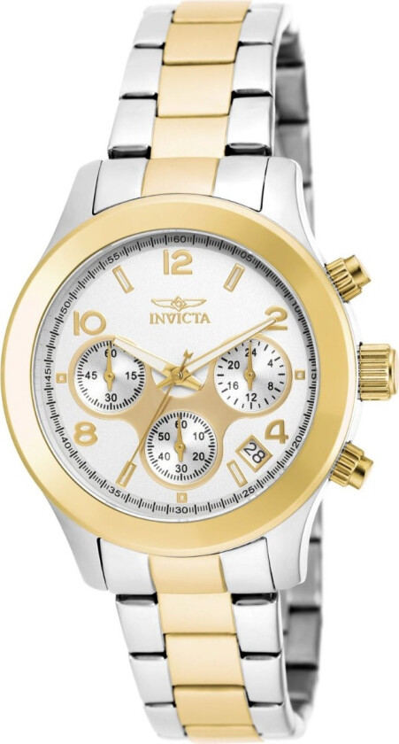 Angel Lady 38mm Stainless Steel Gold + Steel Silver Dial - Kvarts - Gull Sølv - Dameklokker - Rustfritt stål - ledd m/pin - Safirbelagt...