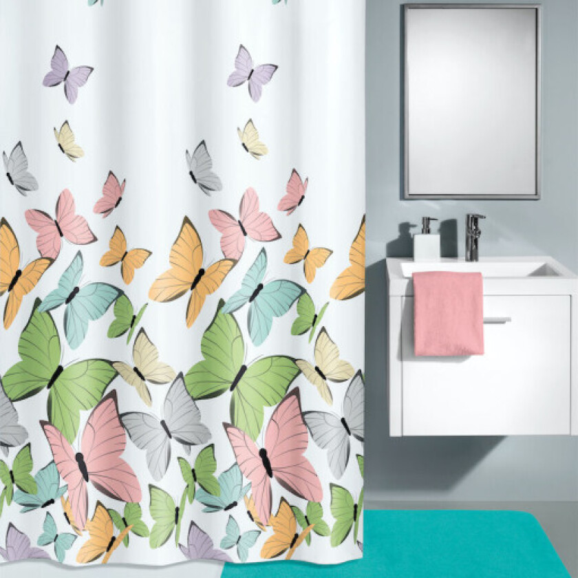 Butterflies dusjforheng, 180x200 cm, mønster
