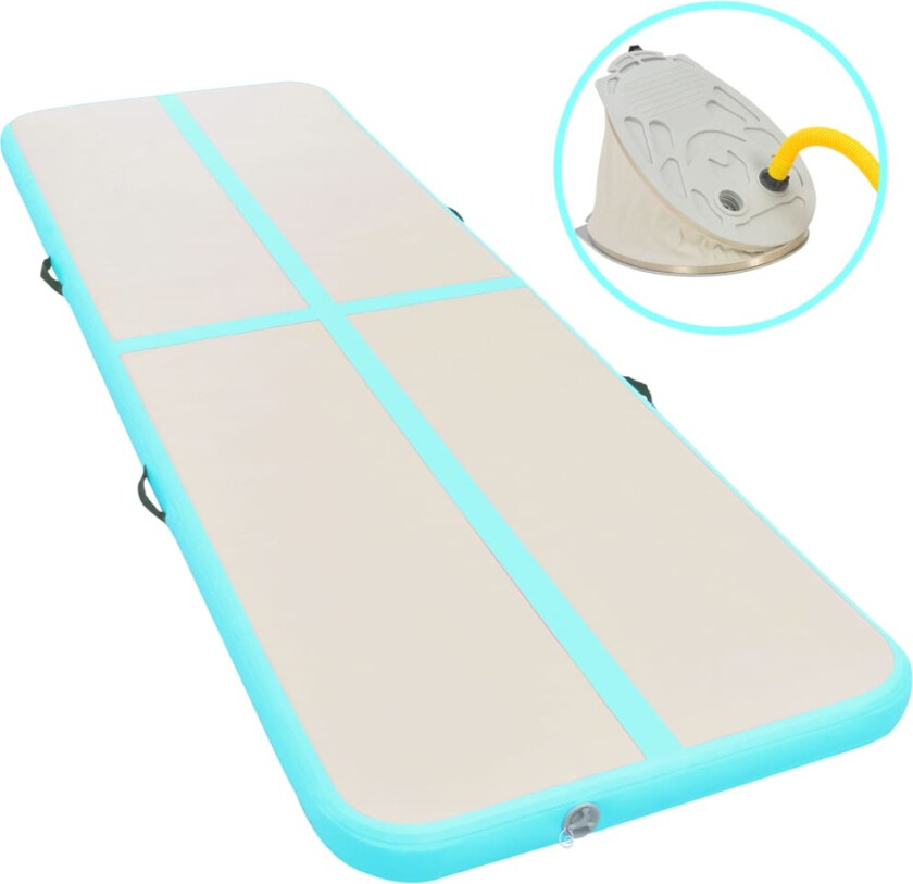 Bilde av Oppblåsbar gymnastikkmatte med pumpe 600x100x10 cm PVC grønn