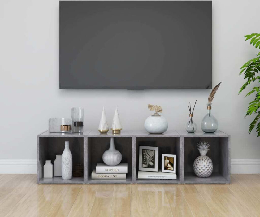 TV-benker 4 stk betonggrå 37x35x37 cm sponplate
