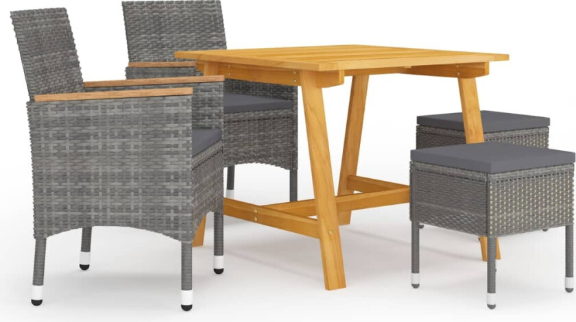 Utendørs spisestue 5 deler grå
