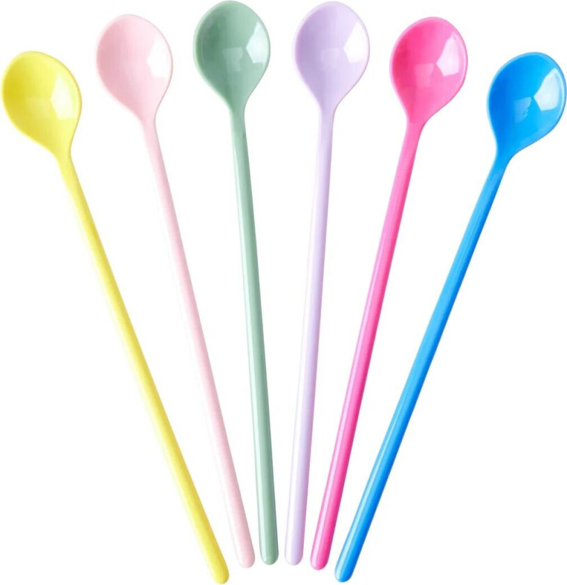 Rice melamin lang skje 6-stk. Multicolor