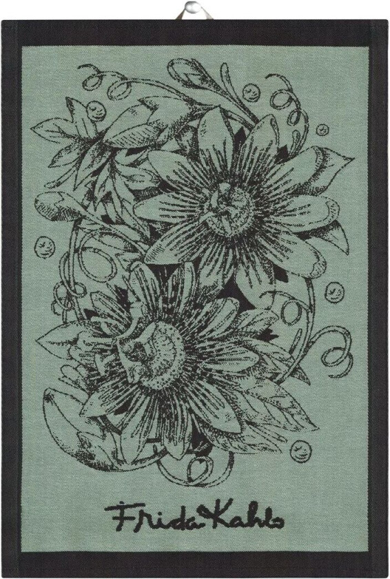 Frida Kahlo Mi Jardin kjøkkenhåndkle 35 x 50 cm Sort