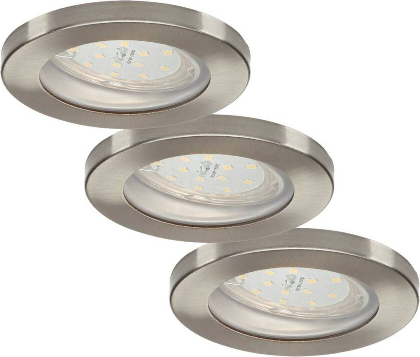 Delfan LED-innfellingslampe til bad 3 stk sølv