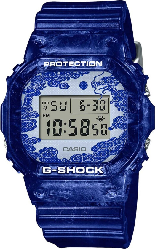G-Shock White Pottery Series Limited DW-5600BWP-2ER - Digital - Blå - Herreklokker - Resin - Mineral