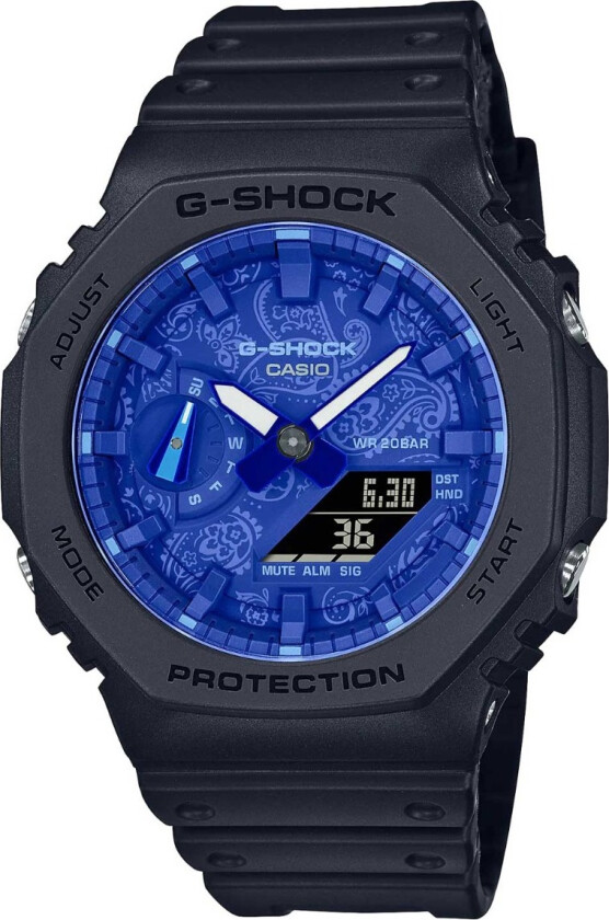 G-Shock Blue Paisley Series Limited GA-2100BP-1AER - Anadigi - Sort - Herreklokker - Resin - Mineral