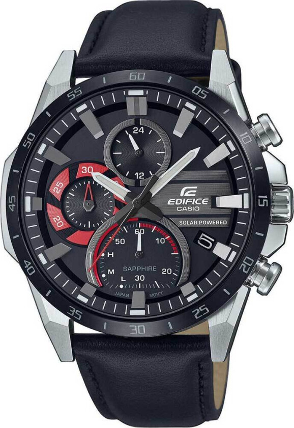 Edifice Chrono Solar EFS-S620BL-1AVUEF - Kvarts - Sølv - Herreklokker - Skinn - Safir