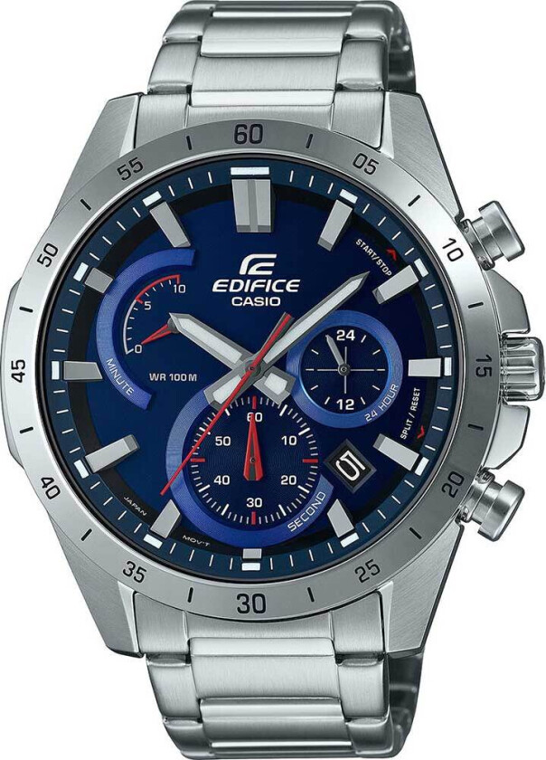 Edifice EFR-573D-2AVUEF - Kvarts - Sølv - Herreklokker - Rustfritt stål - ledd m/pin - Mineral