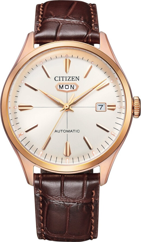 Mechanical NH8393-05A - Automatisk - Rosegull - Herreklokker - Skinn - Mineral