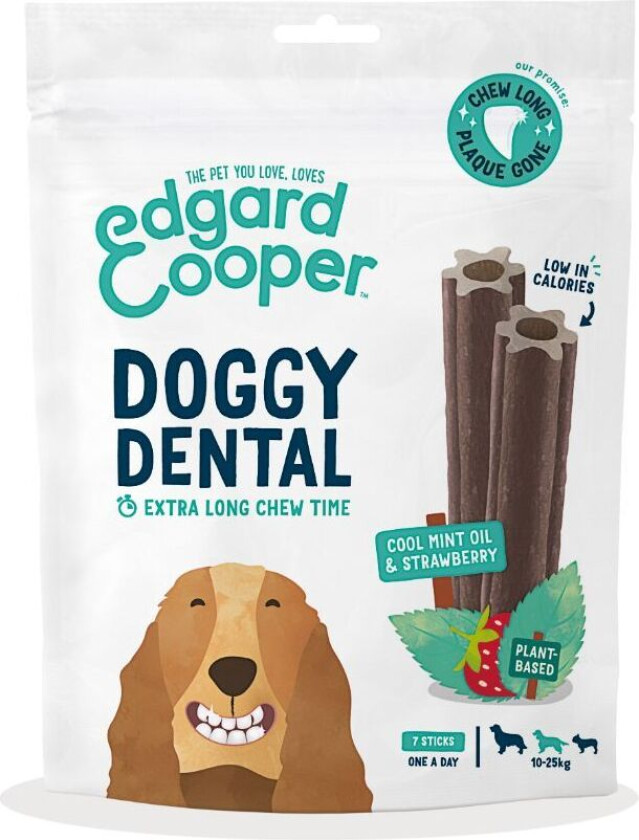Edgard & Cooper Doggy Dental Tyggepinner Jordbær & Mynte 7-pack (M)