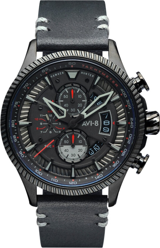 Avon Chronograph Stealth Black AV-4064-05 - Kvarts - Sort - Herreklokker - Skinn - Mineral