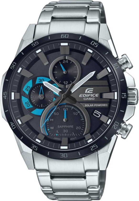 Edifice Solar EFS-S620DB-1BVUEF - Kvarts - Sort - Herreklokker - Rustfritt stål - ledd m/pin - Safir