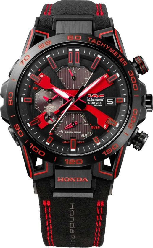 Edifice Honda Racing Limited Edition EQB-2000HR-1AER - Kvarts - Sort - Herreklokker - Skinn - Safir