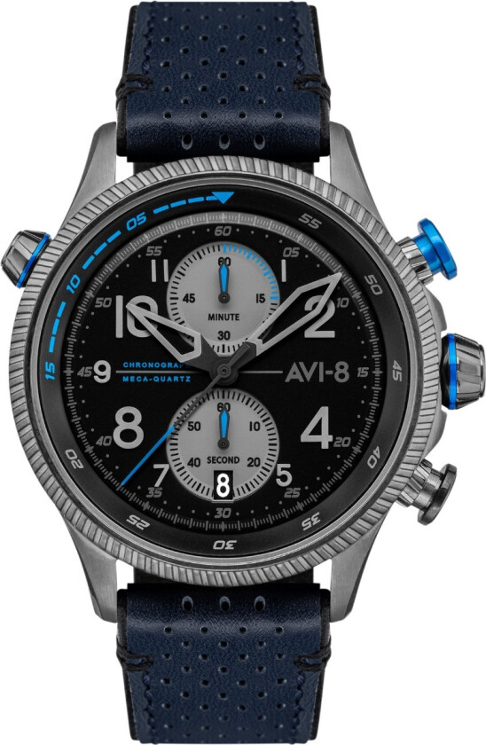 Duke Chronograph Colerne AV-4080-02 - Kvarts - Gunmetal Sølv - Herreklokker - Skinn - Mineral