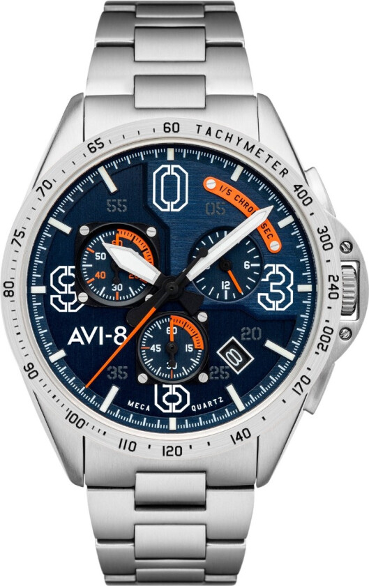 Blakeslee Chronograph Silver Oak AV-4077-22 - Kvarts - Sølv - Herreklokker - Rustfritt stål - ledd m/pin - Mineral