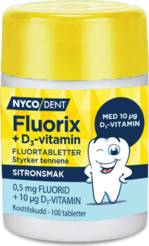 Fluorix 0,5 mg + D-vitamin sitron, 100 stk
