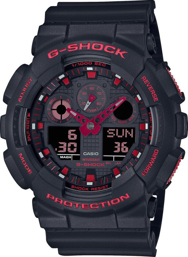 G-Shock Limited GA-100BNR-1AER - Anadigi - Sort - Herreklokker - Resin - Mineral