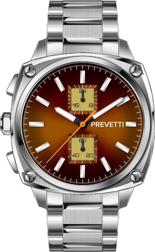 Urbane Lefty Oval Dual Time PR2702 - Kvarts - Sølv - Herreklokker - Rustfritt stål - ledd m/pin - Safir