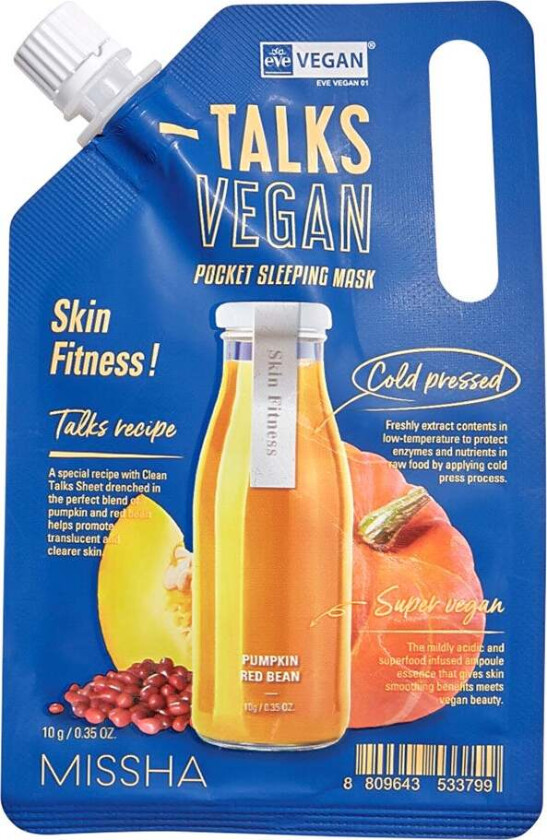 Talks Vegan Squeeze Pocket Sleeping Mask Skin Fitness