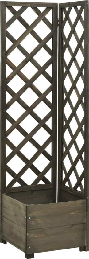 Blomsterkasse med espalier hjørne grå 40x40x150 cm heltre gran