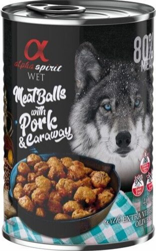 alpha spirit Dog Meatballs 6 x 400 g - Svin og karve