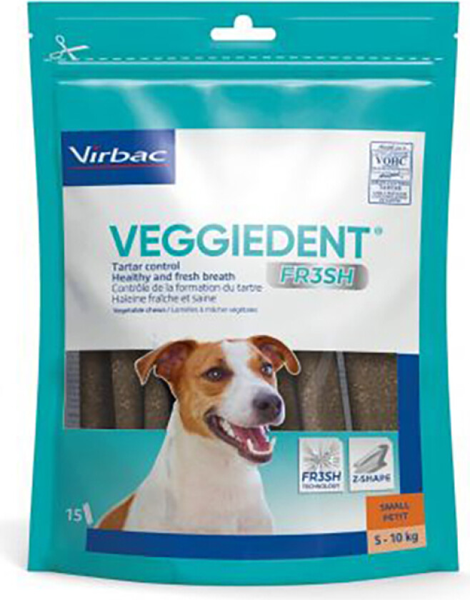 VEGGIEDENT Fresh for hunder - 15 x 17 g S for små hunder (5-10 kg)