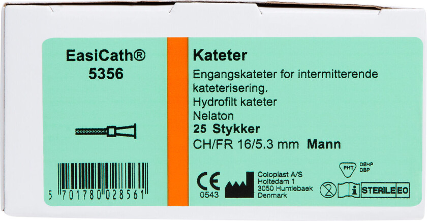 Kateter, 5356 Nelaton for menn 40 cm, CH 16, 25 stk.