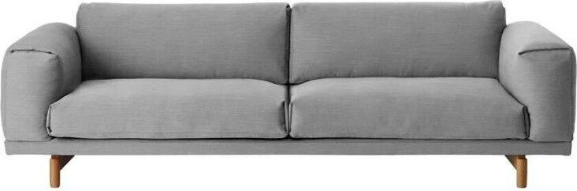 Rest sofa 3-seter tekstil steelcut trio ii 133 light grey, eikeben