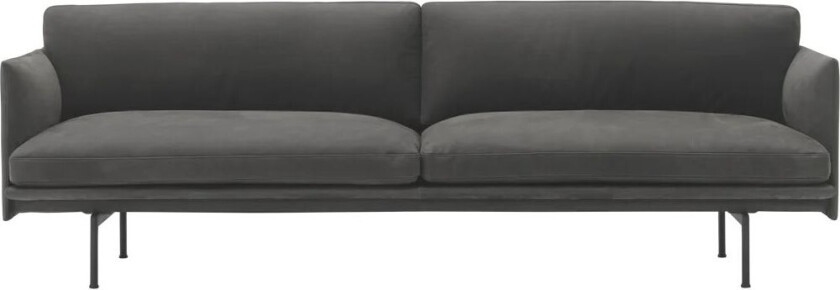 Outline 3-seters sofa skinn Grace leather Camel-svarte ben